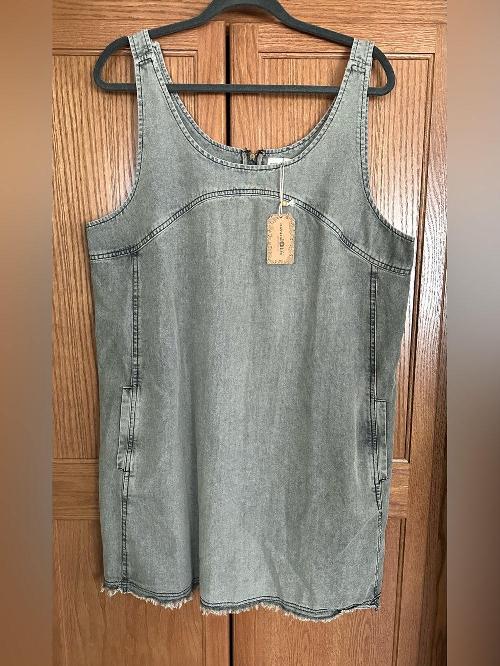 Natural Life Gray Washed Denim Mini Dress NWT